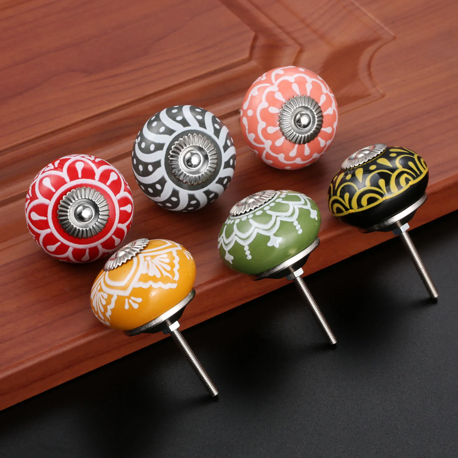 Cabinet Knob Round - Puxador de cerâmica estampas florais vintage