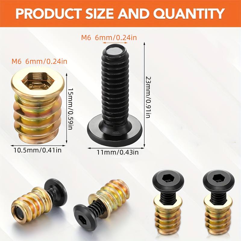 Furniture Hardware Threaded Inserts - 10 pçs porca rosqueada inserções kit